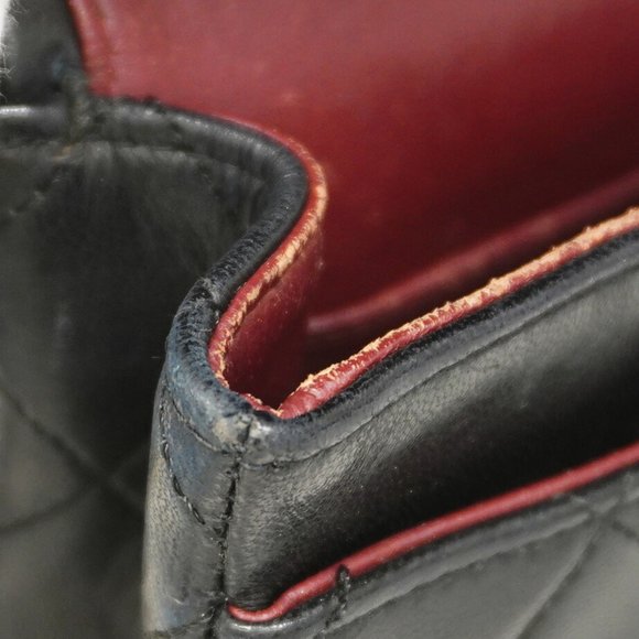 Chanel Shoulder Bag Matelasse W Flap Chain Lambskin Black Women's - Picture 8 of 16